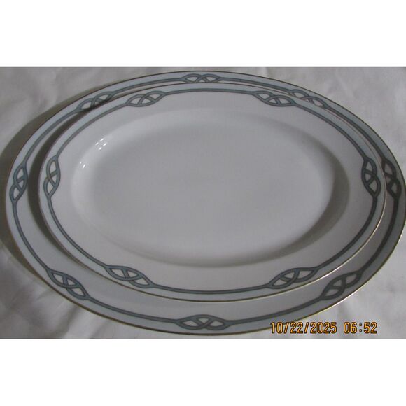 Meito China Japan 2 serving platters Helena pattern 1920-1940 gold trim art deco - Picture 1 of 10
